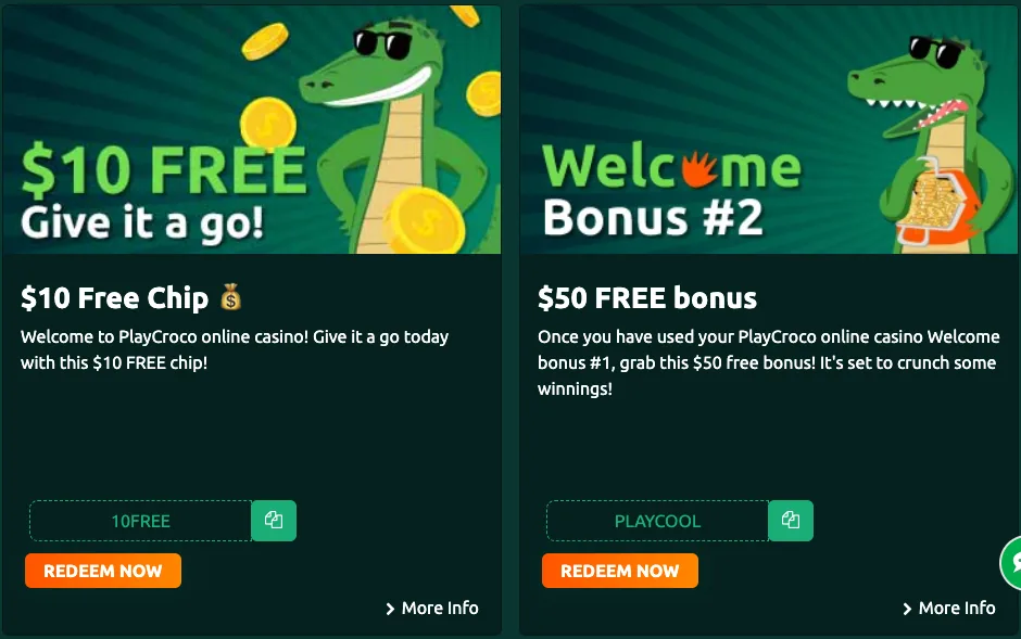 Play Croco casino bonus